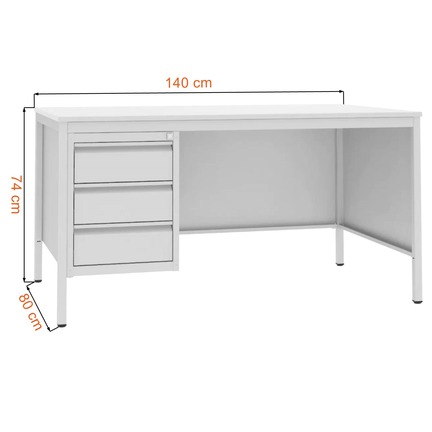 Wymiary biurka lekarskiego na metalowych nogach Malow BIM 021 ST