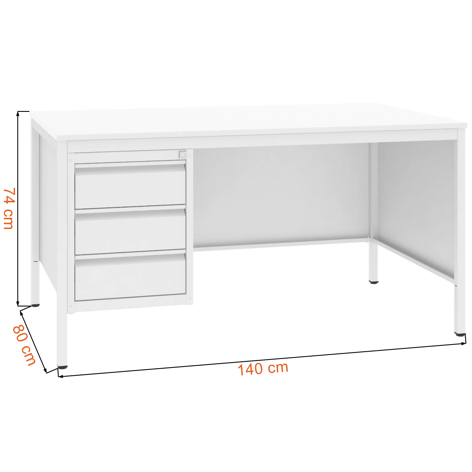 Wymiary biurka lekarskiego na metalowych nogach Malow BIM 021 ST