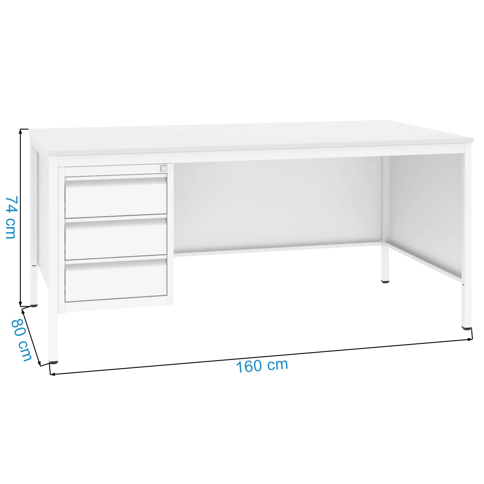 Wymiary biurka lekarskiego w kolorze szarym Malow BIM 031 ST