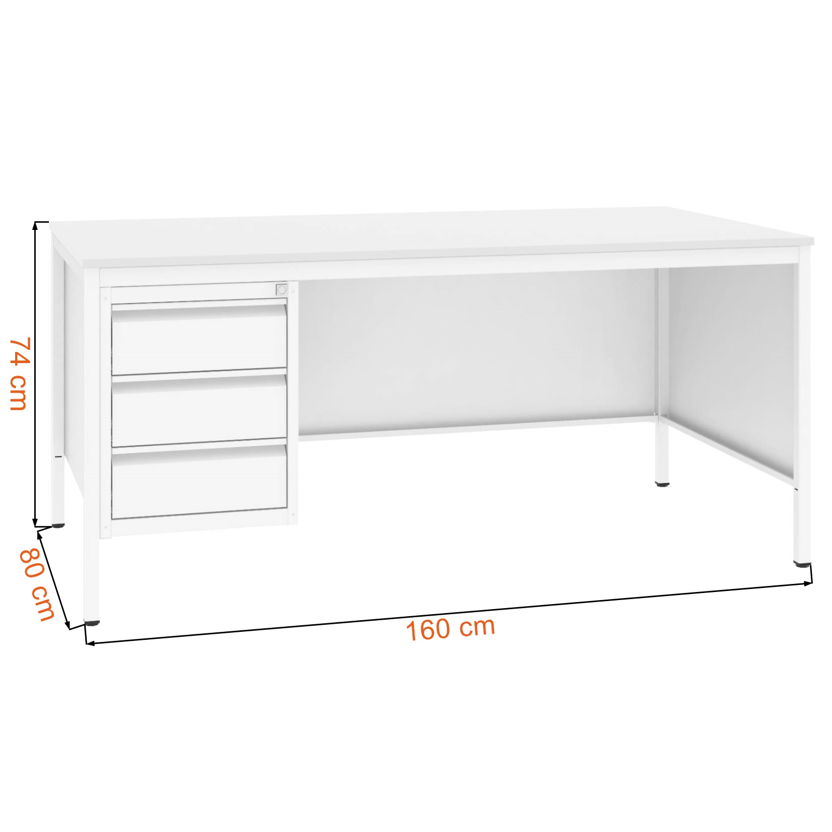 Wymiary biurka lekarskiego Malow BIM 031 ST w kolorze białym