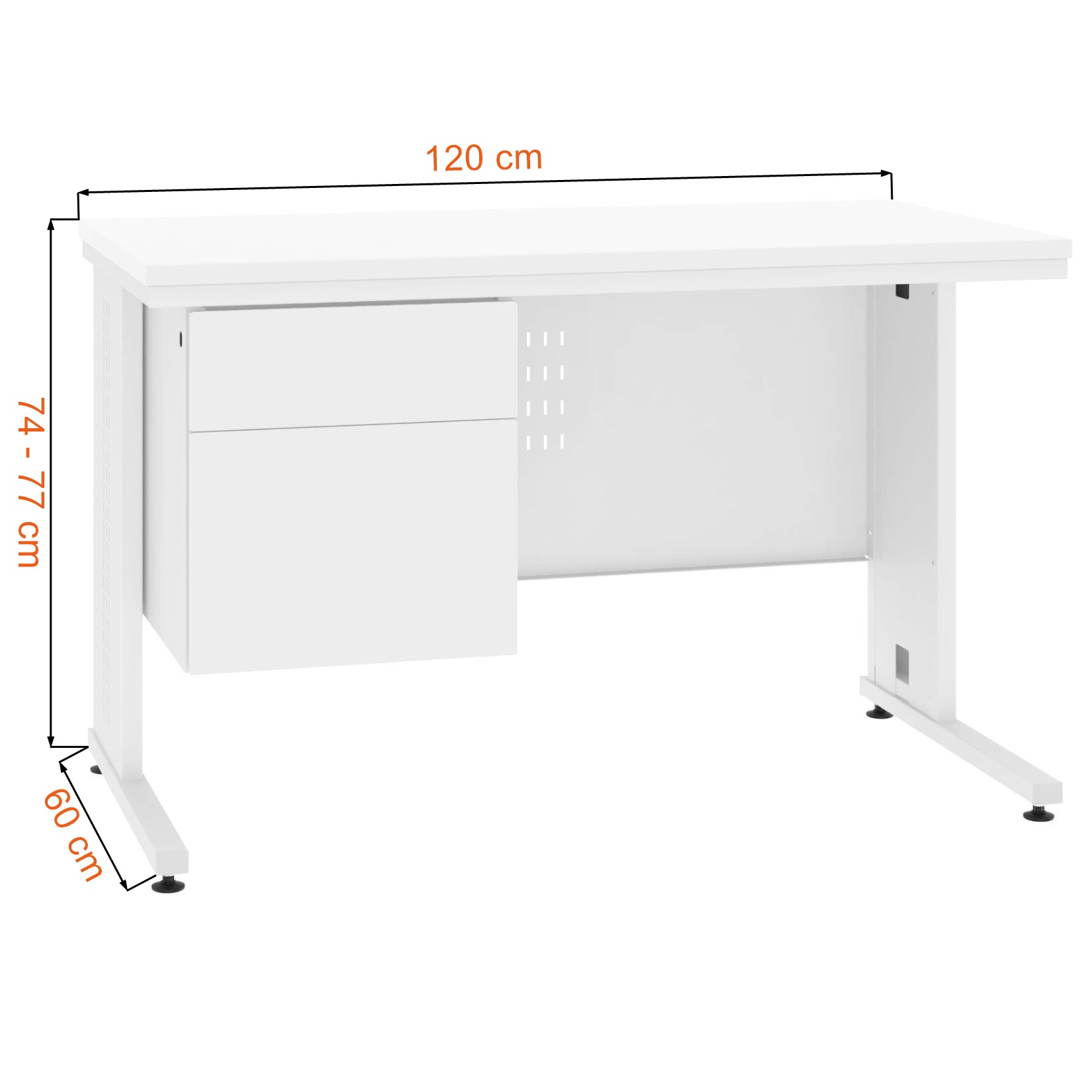 Wymiary biurka lekarskiego białego Malow BIM 212S