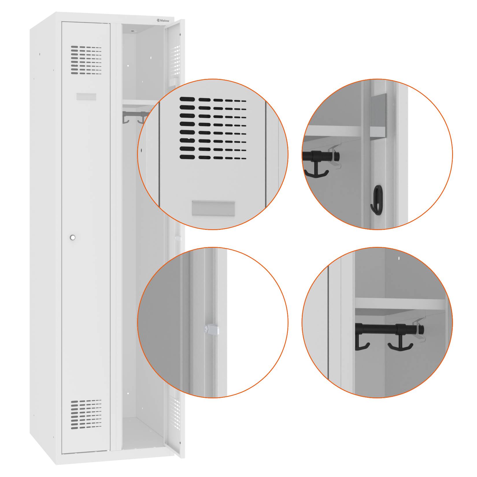 Cechy charakterystyczne szafki do szatni o szerokości 50 cm MSUM 2520 firmy Malow