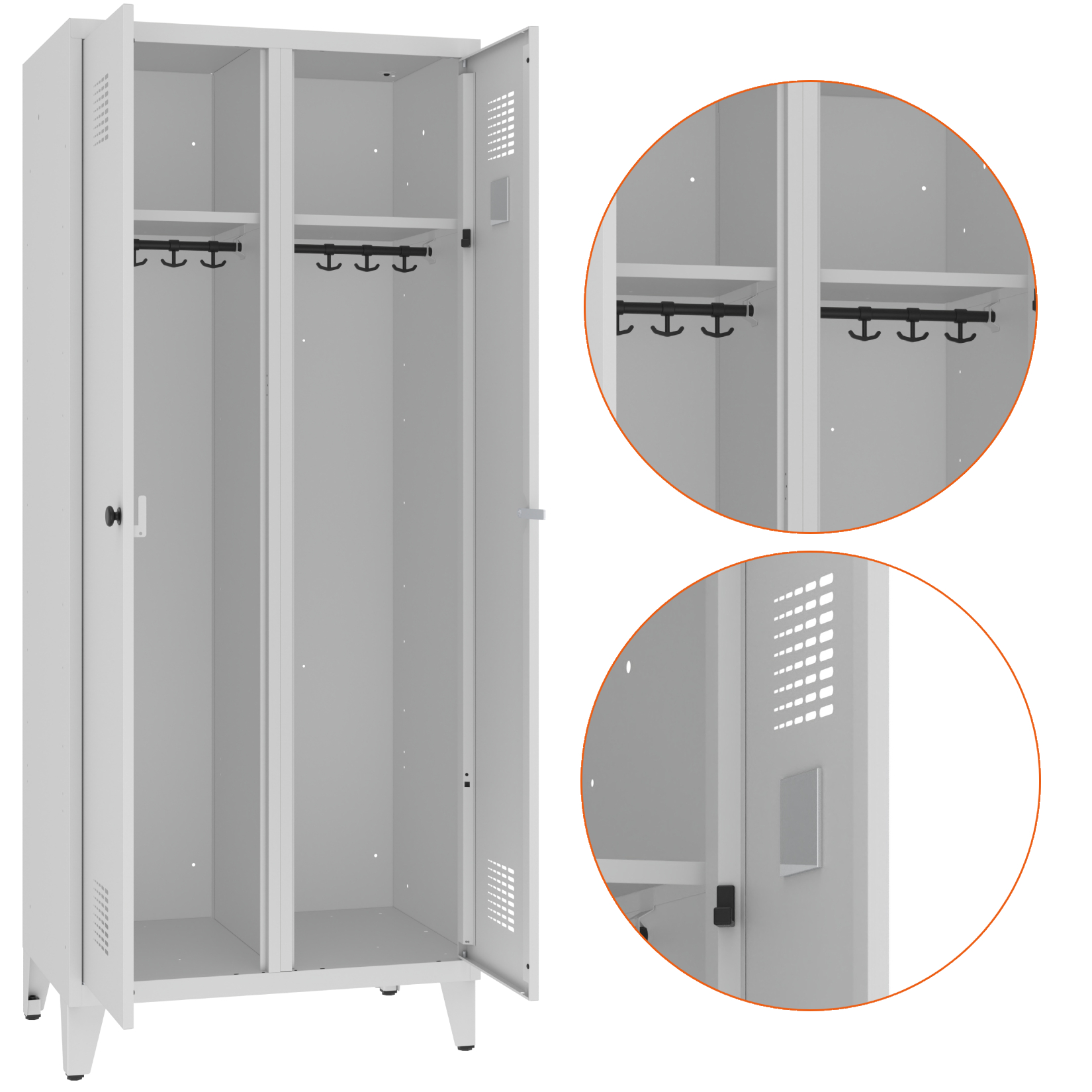 Cechy charakterystyczne wspólnej szafki pracowniczej na nóżkach WZD 421 ST firmy Malow