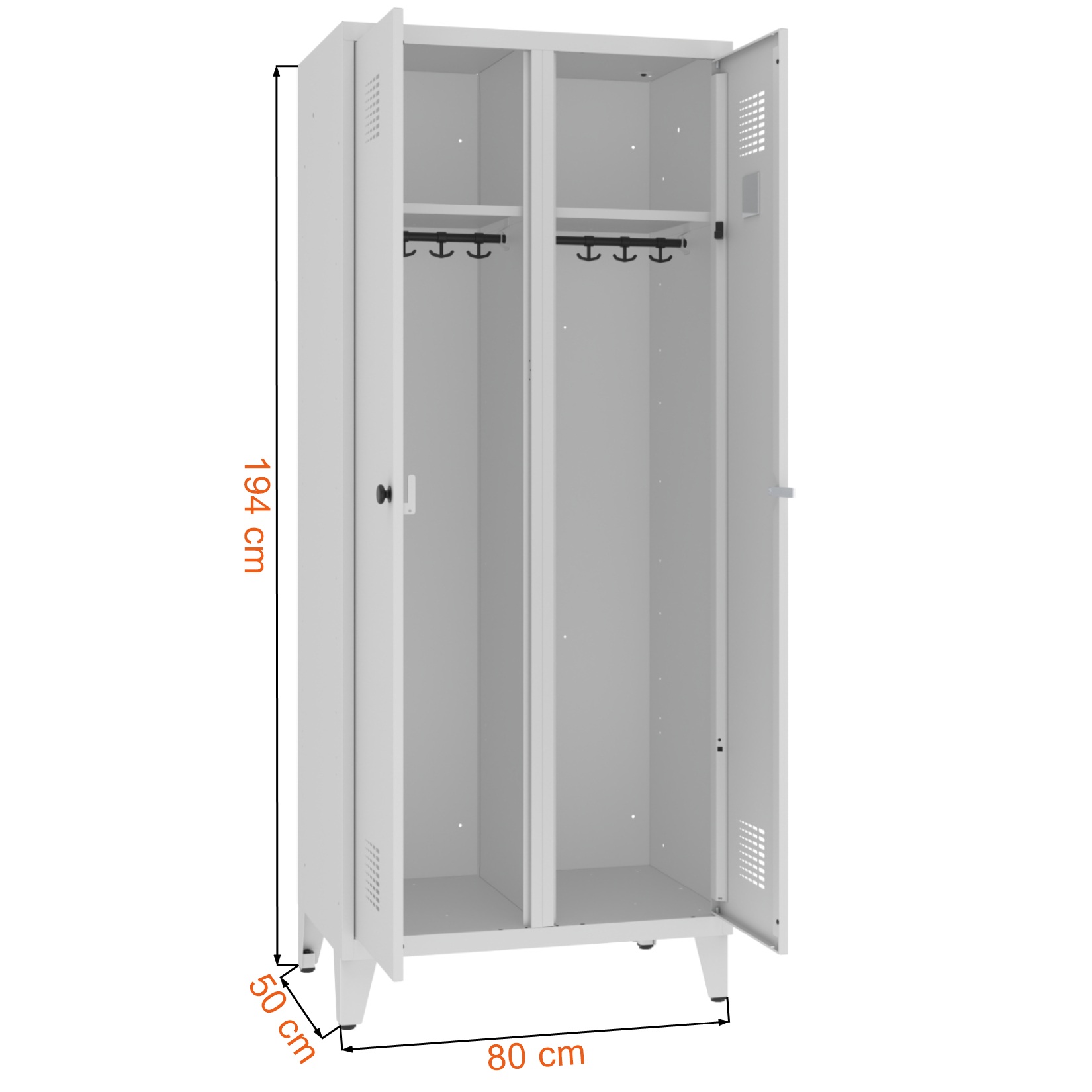 Wymiary oraz dane techniczne szafki BHP ze wspólnym zamkiem WZD 421 ST firmy Malow