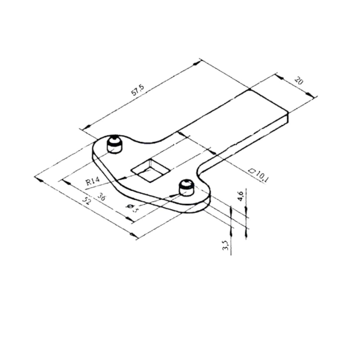 Rysunek techniczny krzywki prostej zamka Ronis 23500