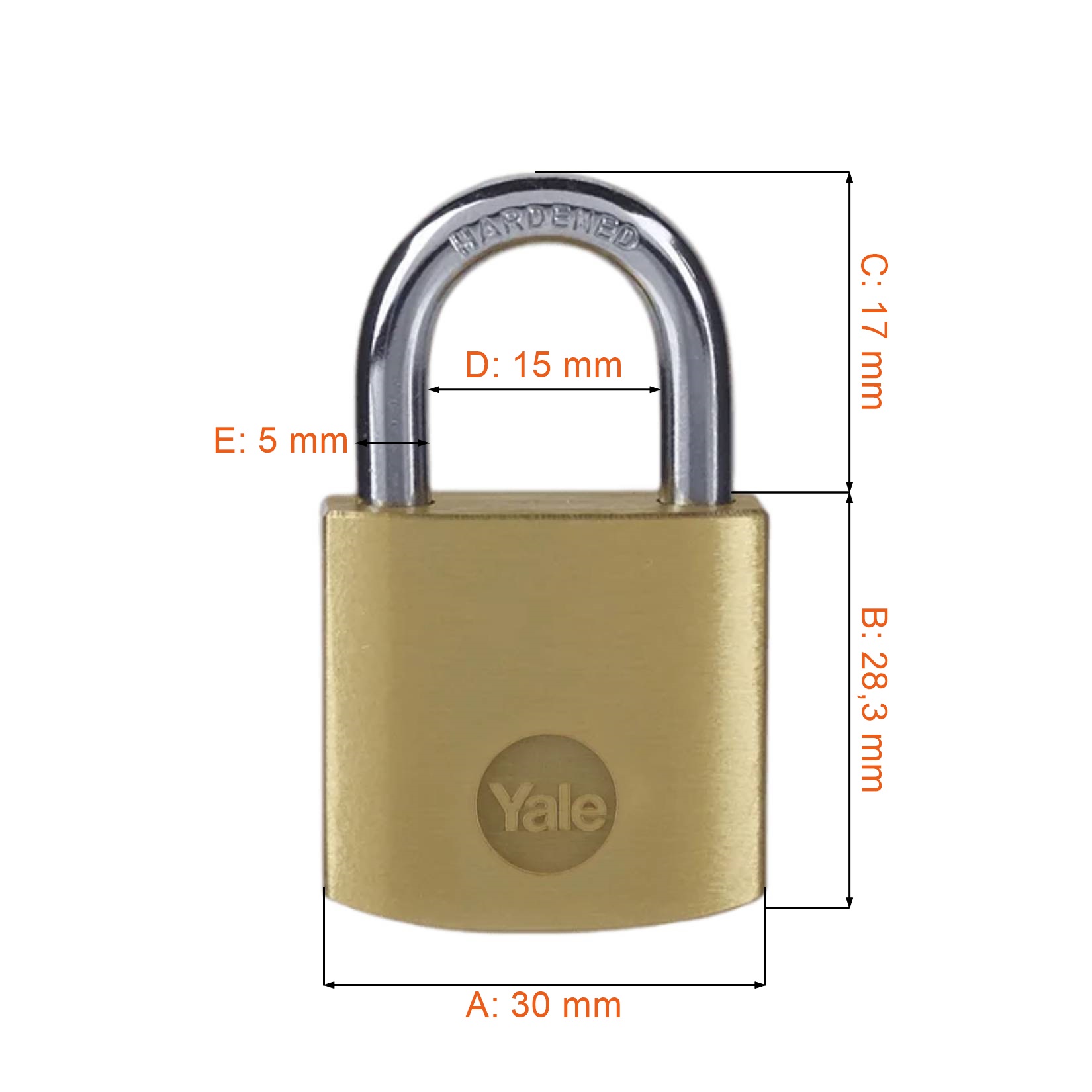 Kłódka na siłownię Yale Y110B/30/115 - zestaw 2 sztuk - wymiary