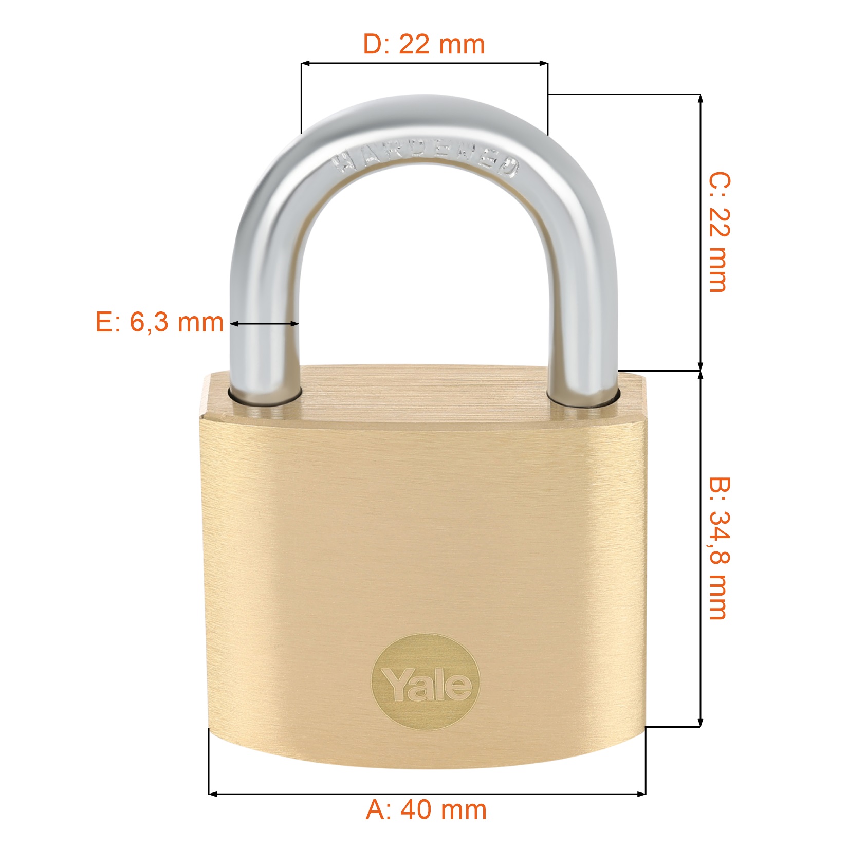Wymiary kłódki do piwnicy Yale Y110B/40/122/2